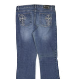 TRU LUXI JEANS Womens Blue Regular Fit Bootcut Denim W36 L33 Embellished Pockets