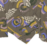 RICH LADY Womens Grey Green & Purple Printed Shirt Long Sleeve Collared S