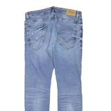 GUESS Mens Slim Blue Denim Jeans W33 L31 Distressed Cotton Blend Button Closure