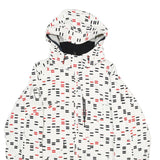 BELOW ZERO Mens White & Black Red Patterned Zip Nylon Jacket S Outdoor Hooded
