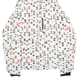 BELOW ZERO Mens White & Black Red Patterned Zip Nylon Jacket S Outdoor Hooded