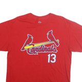 MAJESTIC Mens Red Cardinals Graphic T-Shirt L Short Sleeve Crew Neck Baseball