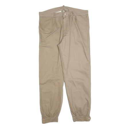 Womens Beige Relaxed Leg Trousers W36 L32 Zip Closure Lightweight Summer Casual