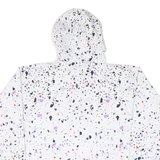 CHAMPION Womens White & Black Graphic Print Hooded Nylon Jacket M Zip Patterned