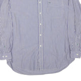 TOMMY HILFIGER Mens Blue & White Stripe Cotton Blend Shirt L Button Down Pocket