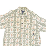 EXOFFICIO Mens Cream & Green Rayon Pattern Shirt S Lightweight Casual Summer