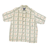 EXOFFICIO Mens Cream & Green Rayon Pattern Shirt S Lightweight Casual Summer