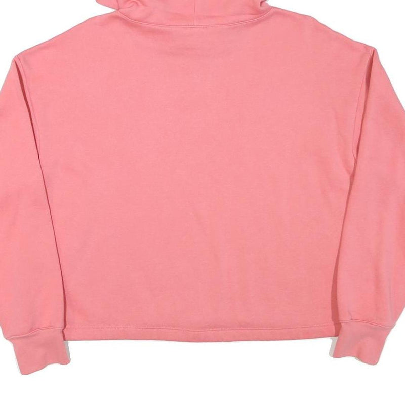CHAMPION Womens Pink Cotton Blend Pullover Hoodie L Cropped Drawstring