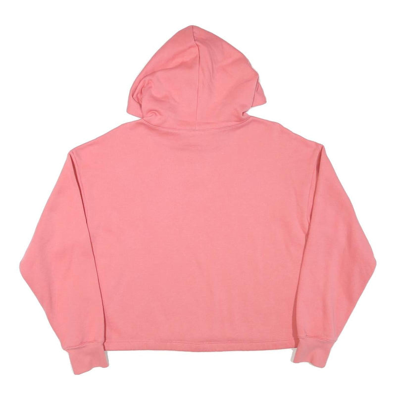 CHAMPION Womens Pink Cotton Blend Pullover Hoodie L Cropped Drawstring