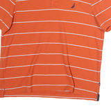 NAUTICA Mens Orange & White Striped Short Sleeve Polo Shirt L Classic Fit