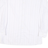 COLDOR Mens White & Grey Stripe Shirt L Cotton Blend Formal Button Collar