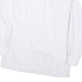 COLDOR Mens White & Grey Stripe Shirt L Cotton Blend Formal Button Collar