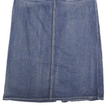 CATO Womens Blue Denim Pencil Midi Cotton Skirt L Embellished Pockets Zip