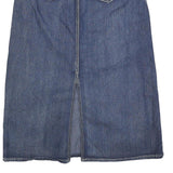 CATO Womens Blue Denim Pencil Midi Cotton Skirt L Embellished Pockets Zip