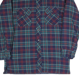 DICKIES Mens Blue Red & Green Check Jacket S Cotton Blend Button Front Casual