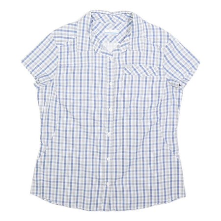 COLUMBIA Womens Blue & White Check Shirt L Lightweight Summer Casual
