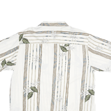 PURIYTAN Mens White & Beige Tropical Leaf Print Shirt L Relaxed Fit Semi Casual