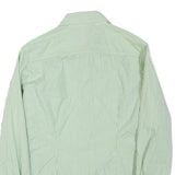JAEGER Womens Green & White Striped Shirt S Classic Collar Button Down