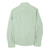 JAEGER Womens Green & White Striped Shirt S Classic Collar Button Down