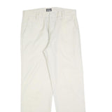 YES OR NO Mens Cotton Blend White Regular Fit Straight Leg Trousers W32 L32 Zip