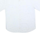 VAN JAACK Mens White & Cream Cotton Blend Shirt L Button Casual Plain Summer