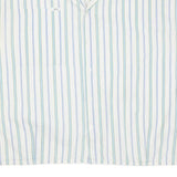 Womens White Blue Green Striped Oversized Shirt L Cotton Blend Casual Summer