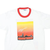 HANES Mens White & Red Stanford Great Race Ringer T-Shirt L Short Sleeve Crew