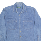 HUNT CLUB Mens Blue Denim Shirt L Button Pocket Casual Cotton Blend Stylish