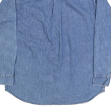 HUNT CLUB Mens Blue Denim Shirt L Button Pocket Casual Cotton Blend Stylish