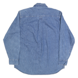 HUNT CLUB Mens Blue Denim Shirt L Button Pocket Casual Cotton Blend Stylish