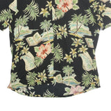 BATICK BAY Mens Black Hawaiian Floral Cotton Shirt XL Summer Beach Holiday
