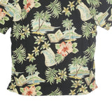 BATICK BAY Mens Black Hawaiian Floral Cotton Shirt XL Summer Beach Holiday