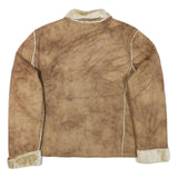 DRAPER'S & DAMON'S Womens Brown Faux Shearling Zip Jacket L Polyester Blend