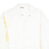 HARTWELL Mens White Button Front Jacket S Polyester Police Printed Sleeves