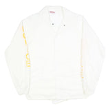 HARTWELL Mens White Button Front Jacket S Polyester Police Printed Sleeves