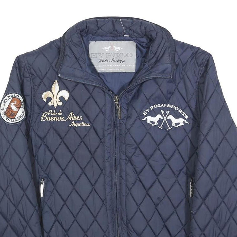 HV POLO SPORT Womens Navy Blue Quilted Jacket S Polyester Blend Zip Polo