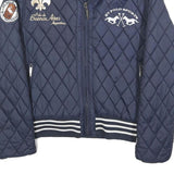 HV POLO SPORT Womens Navy Blue Quilted Jacket S Polyester Blend Zip Polo