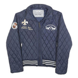 HV POLO SPORT Womens Navy Blue Quilted Jacket S Polyester Blend Zip Polo