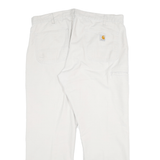 CARHARTT Mens White Relaxed Straight Cotton Blend Trousers W36 L30 Workwear