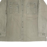 Mens Beige Cotton Shirt Jacket 2XL Button Closure Pocket Casual Durable
