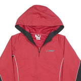 REEBOK Womens Red & Black Zip Jacket UK 10 Polyester Blend Plain Hooded Sport
