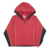REEBOK Womens Red & Black Zip Jacket UK 10 Polyester Blend Plain Hooded Sport