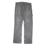 DICKIES Mens Cotton Blend Grey Regular Straight Trousers W32 L34 Workwear Zip