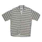 CAMPIA Mens Black & Beige Pattern Shirt L Cotton Blend Short Sleeve Casual