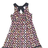 LAURA ASHLEY Womens Black Printed Polyester Fit & Flare Sleeveless Knee Length