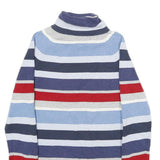 TOMMY HILFIGER Womens Blue & Red Patterned Jumper Roll Neck Rib Knit M Cotton