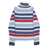 TOMMY HILFIGER Womens Blue & Red Patterned Jumper Roll Neck Rib Knit M Cotton