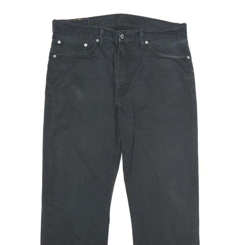 LEVI'S Mens Cotton Blend Black Regular Straight Trousers W36 L29 Classic Zip