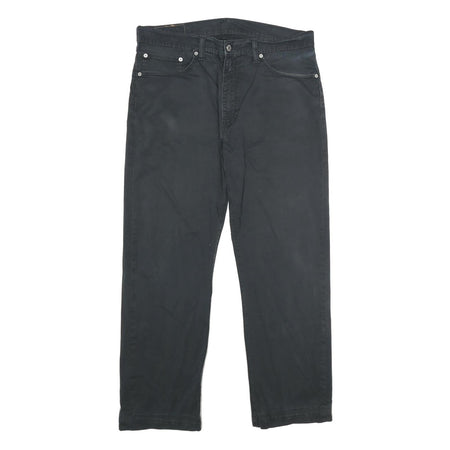LEVI'S Mens Cotton Blend Black Regular Straight Trousers W36 L29 Classic Zip