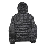 TOMMY HILFIGER Mens Black & Green Puffer Jacket S Nylon Hooded Zip